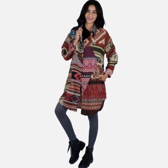 Nwt SACRED THREADS hippy pocket patch flannel warm JACKET COAT TOP XL - Picture 1 of 8